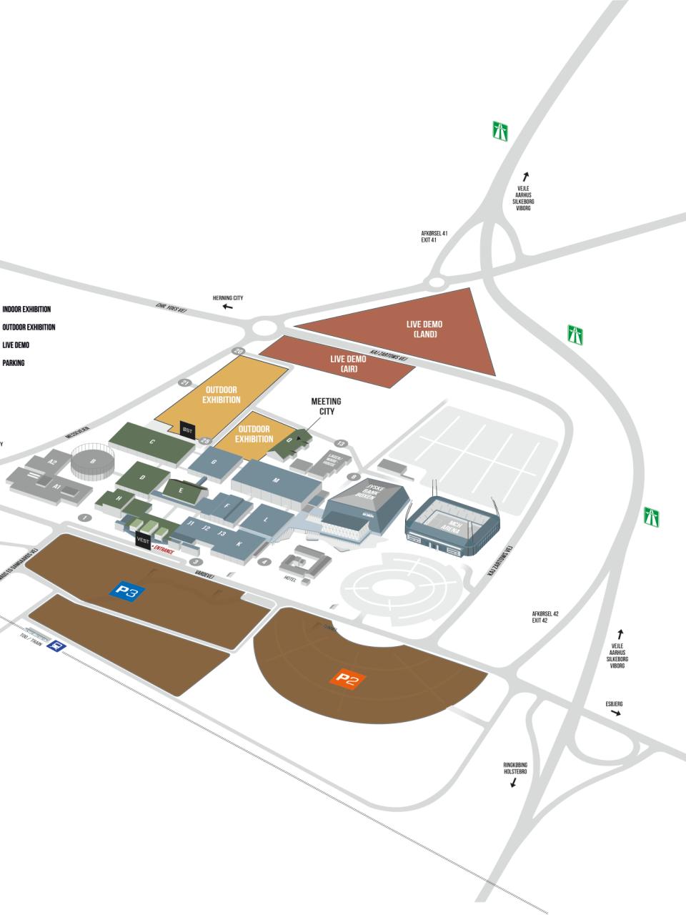 Oversigtskort over MCH Messecenter Herning